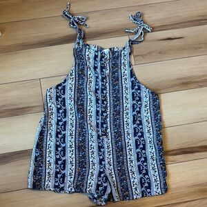 Floral Striped Tie-Strap Romper